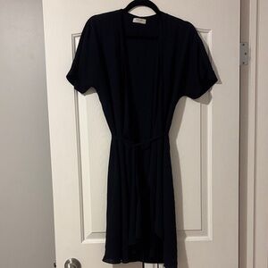 Babaton Navy Blue Wrap Midi Dress